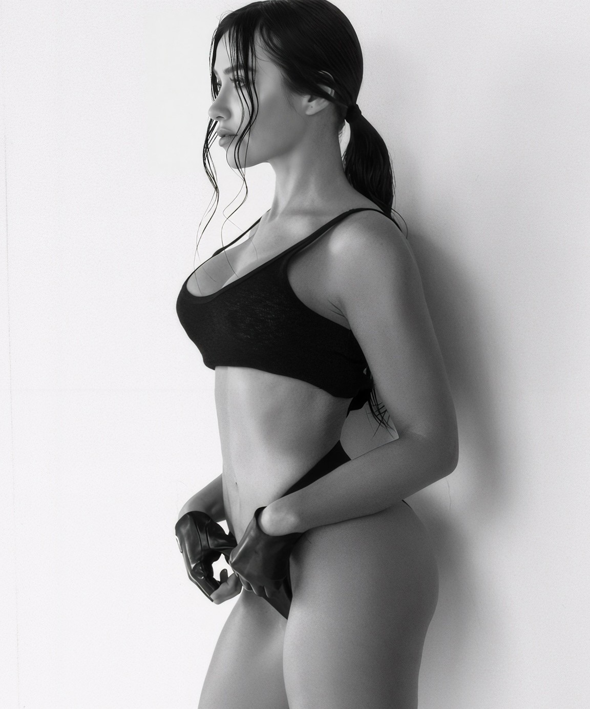 Lorena Gálvez, retrato en blanco y negro